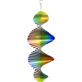 VP Home Rainbow Helix wind spinner yard sculpture adds vibrant color and motion to outdoor spaces.