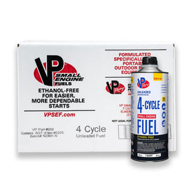 VP Racing Fuels 6205 SEF bottle pour for small engines, ready to use.