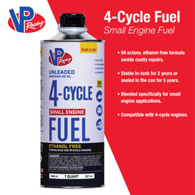 VP Racing Fuels ethanol-free 94 octane blend reduces fuel issues.