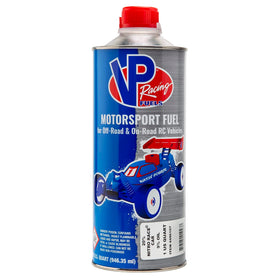 VP Racing 20% nitro hobby fuel can for transport and RC sessions.