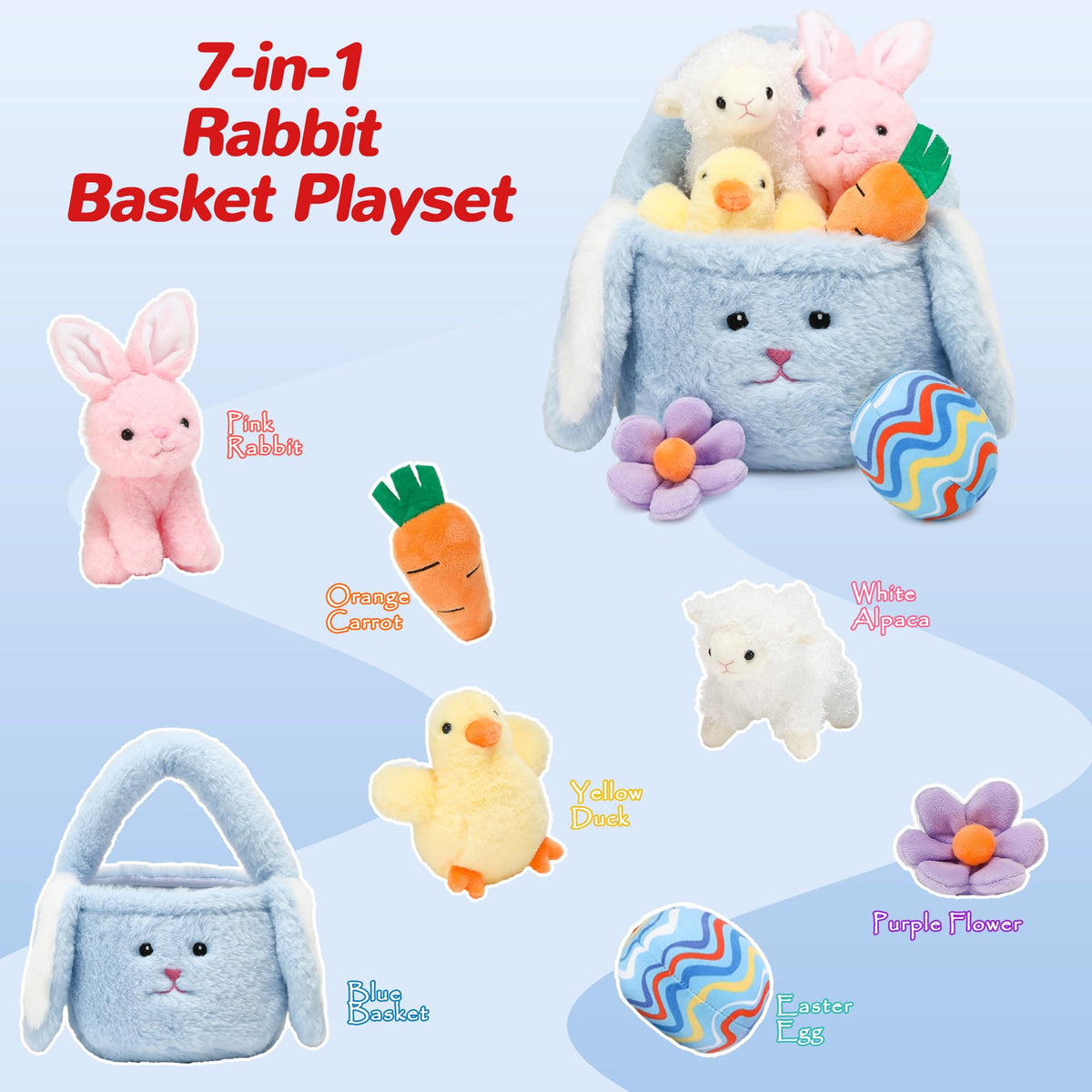 Vposyako Easter basket playset carrot plush versatile prop for imaginative games