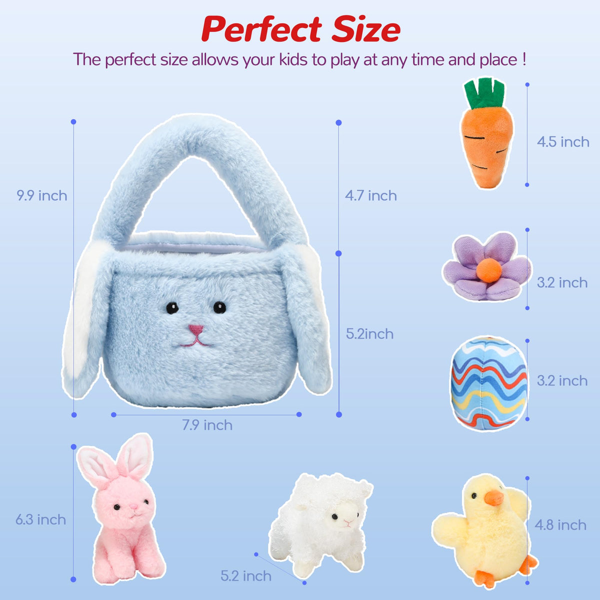 Vposyako Easter basket playset furry bag plush storage companion for on-the-go fun