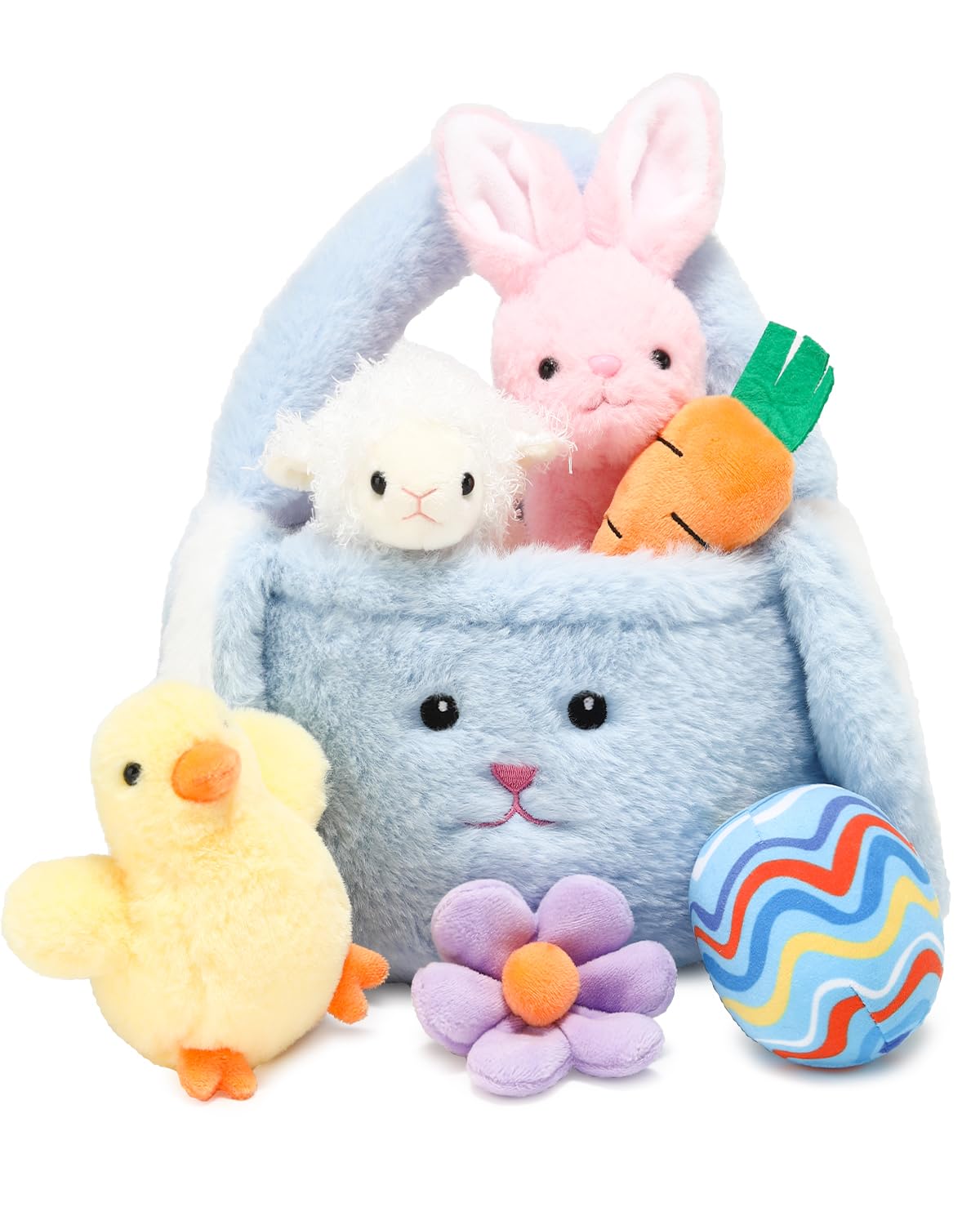 Vposyako Easter basket playset rabbit plush for gentle playtime and cozy cuddles