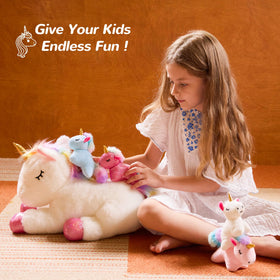 Vposyako unicorn toys with zipper interaction for easy reveal and reinsertion