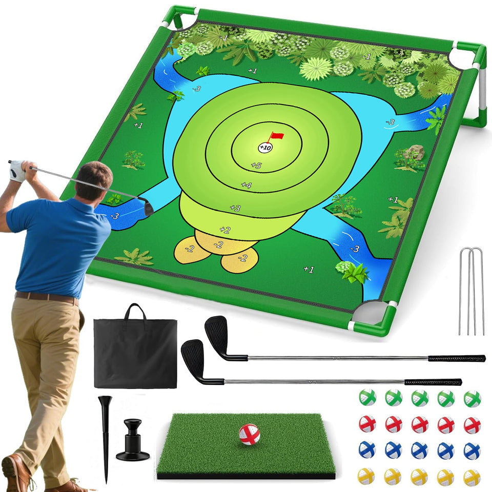 VQRZG Golf Chipping Game setup ready for backyard play and quick, tool-free assembly.