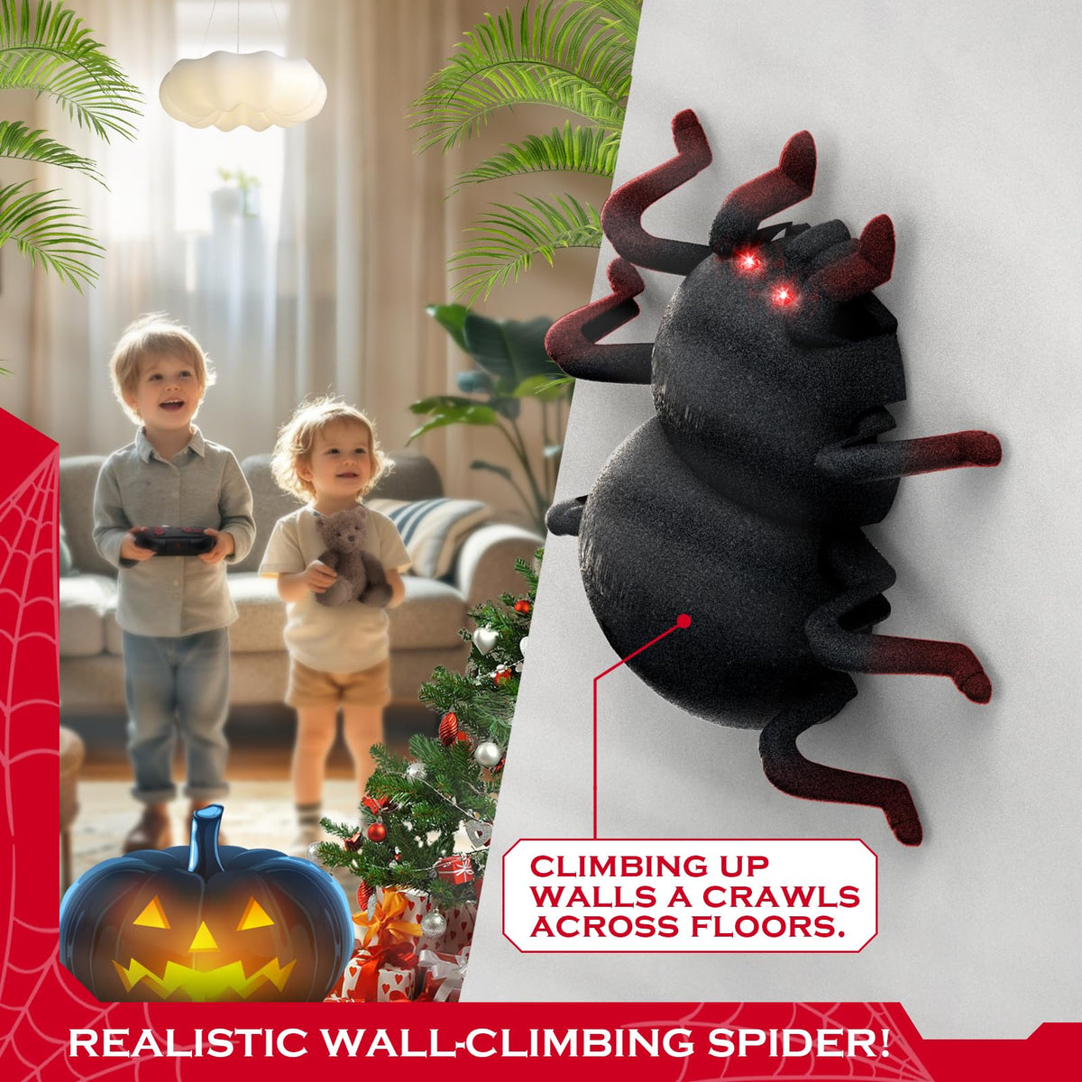 VRG tarantula flocked-soft body yields comfy, safe handling for kids