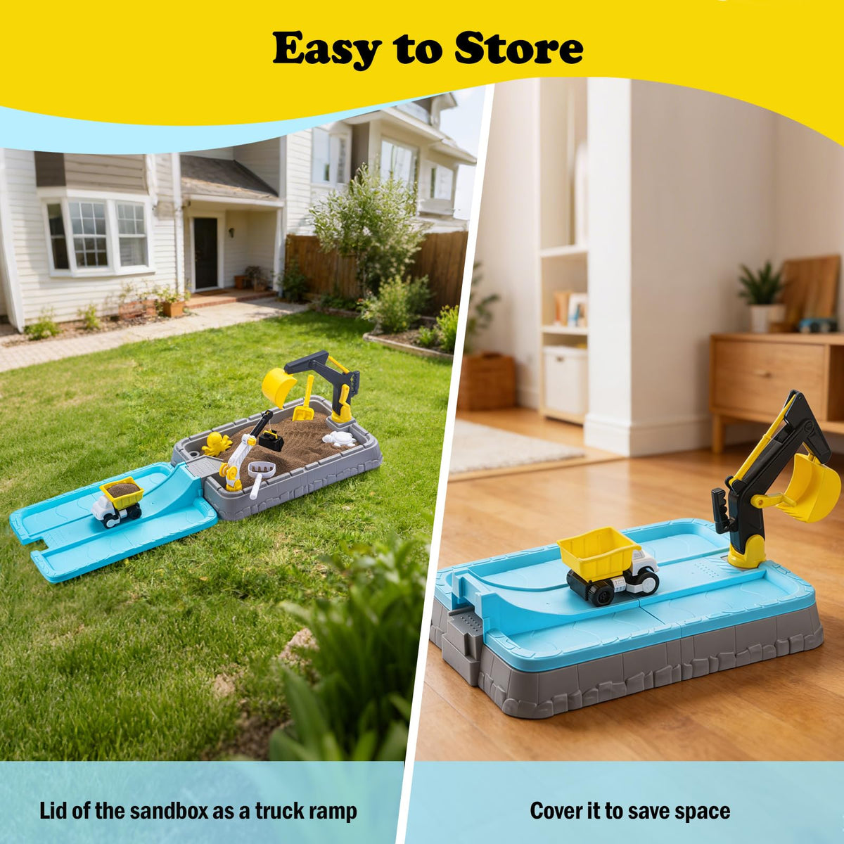 VROGTIK outdoor-durable-plastic sandbox stands up to weather