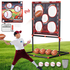 VROGTIK 2-in-1 football and baseball toss game setup for easy backyard play