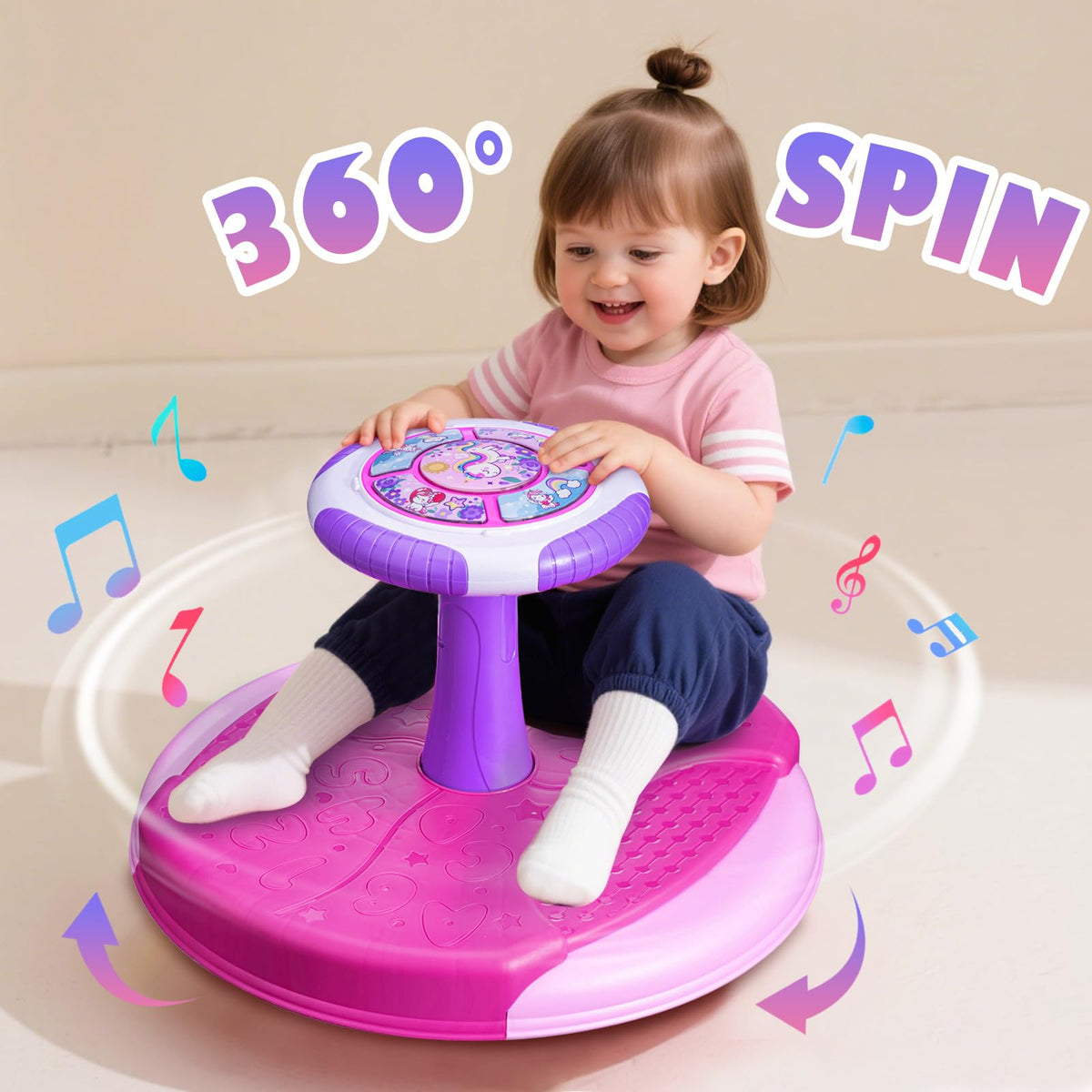 VROGTIK 360-degree spin action promotes balance and coordination for toddlers.