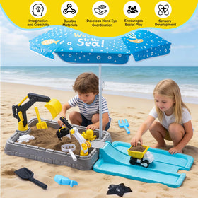 VROGTIK sandpit with 360° rotation excavator ideal for imaginative construction play.