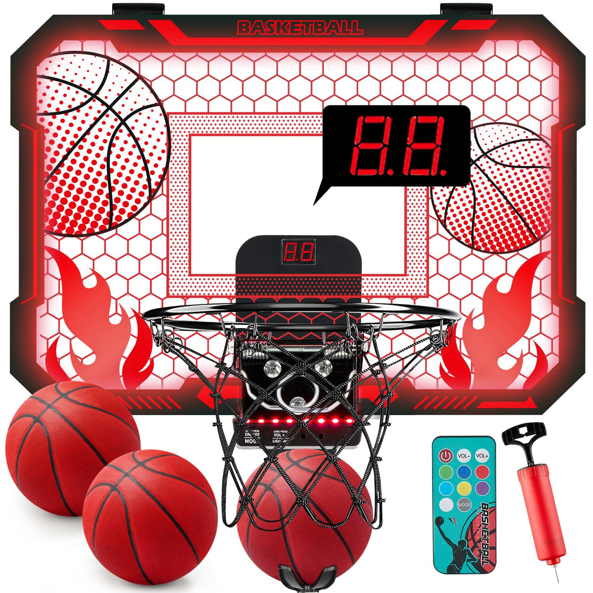 VROGTIK indoor basketball hoop with LED lights for energetic home play
