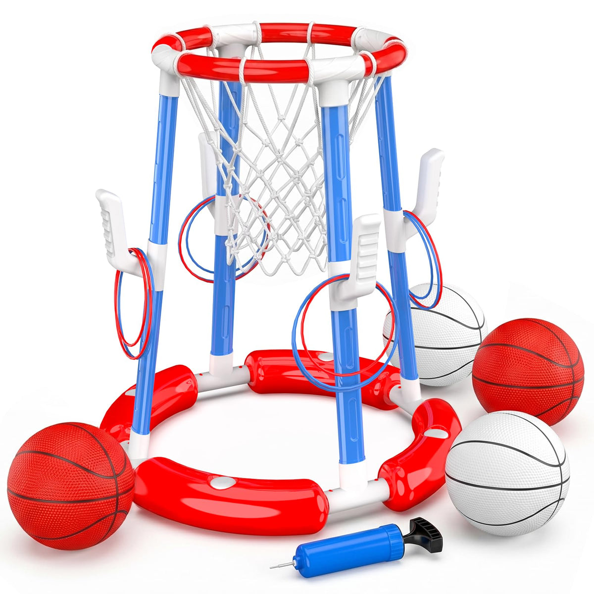 VROGTIK pool basketball hoop assembly shows quick setup for backyard fun