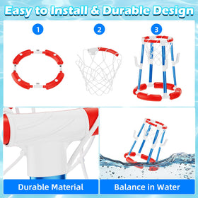 VROGTIK pool basketball hoop includes pump, balls, rings for easy setup