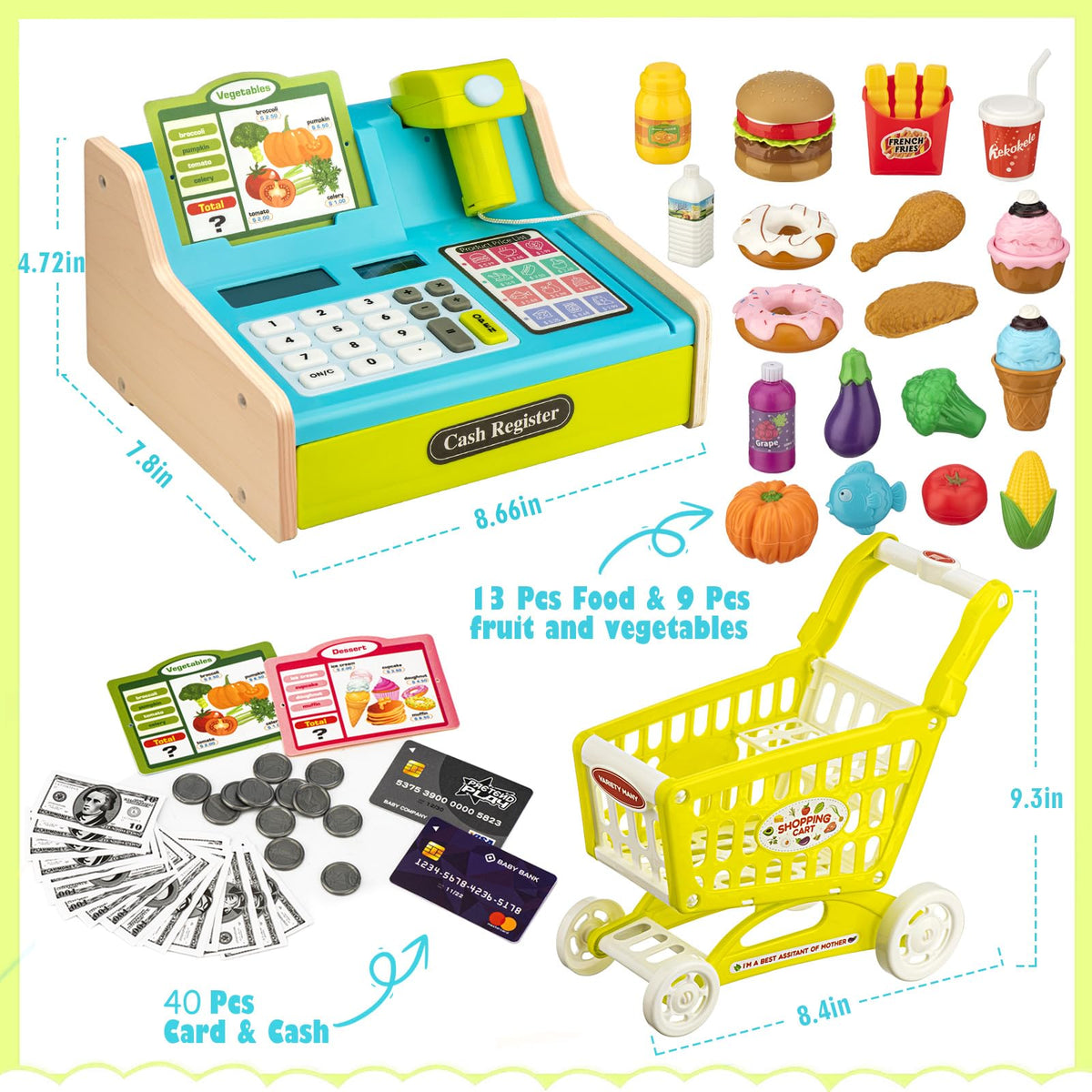 VROGTIK rechargeable battery enables long play time in pretend store scenarios.