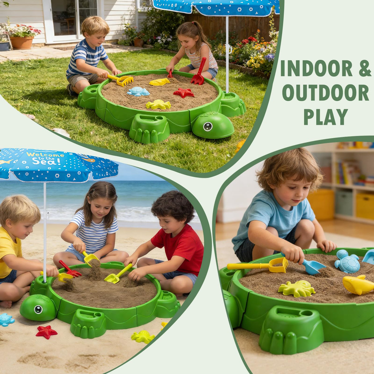 VROGTIK sandbox features rounded edges for toddler safety.