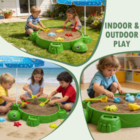 VROGTIK sandbox features rounded edges for toddler safety.
