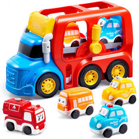 Vroomix JOVA carrier truck stores four cars for tidy playtime.