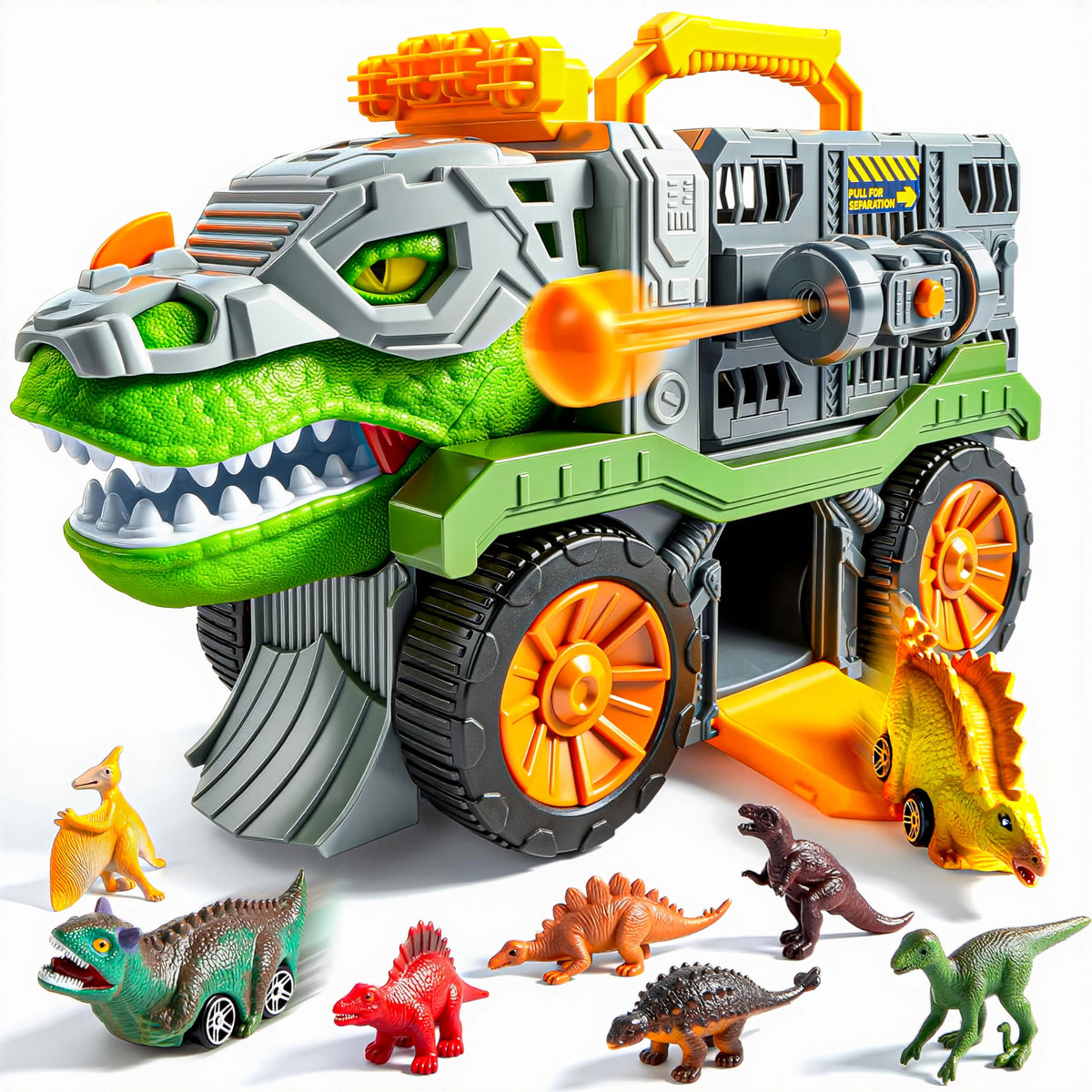 Vroomix JOVA dinosaur truck front view for imaginative play and easy handling.