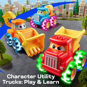 Vroomix JOVA GlowRover bulldozer city vehicle in bright colors for pretend play