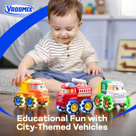 Vroomix JOVA GlowRover construction truck with bright accents for eye catching play