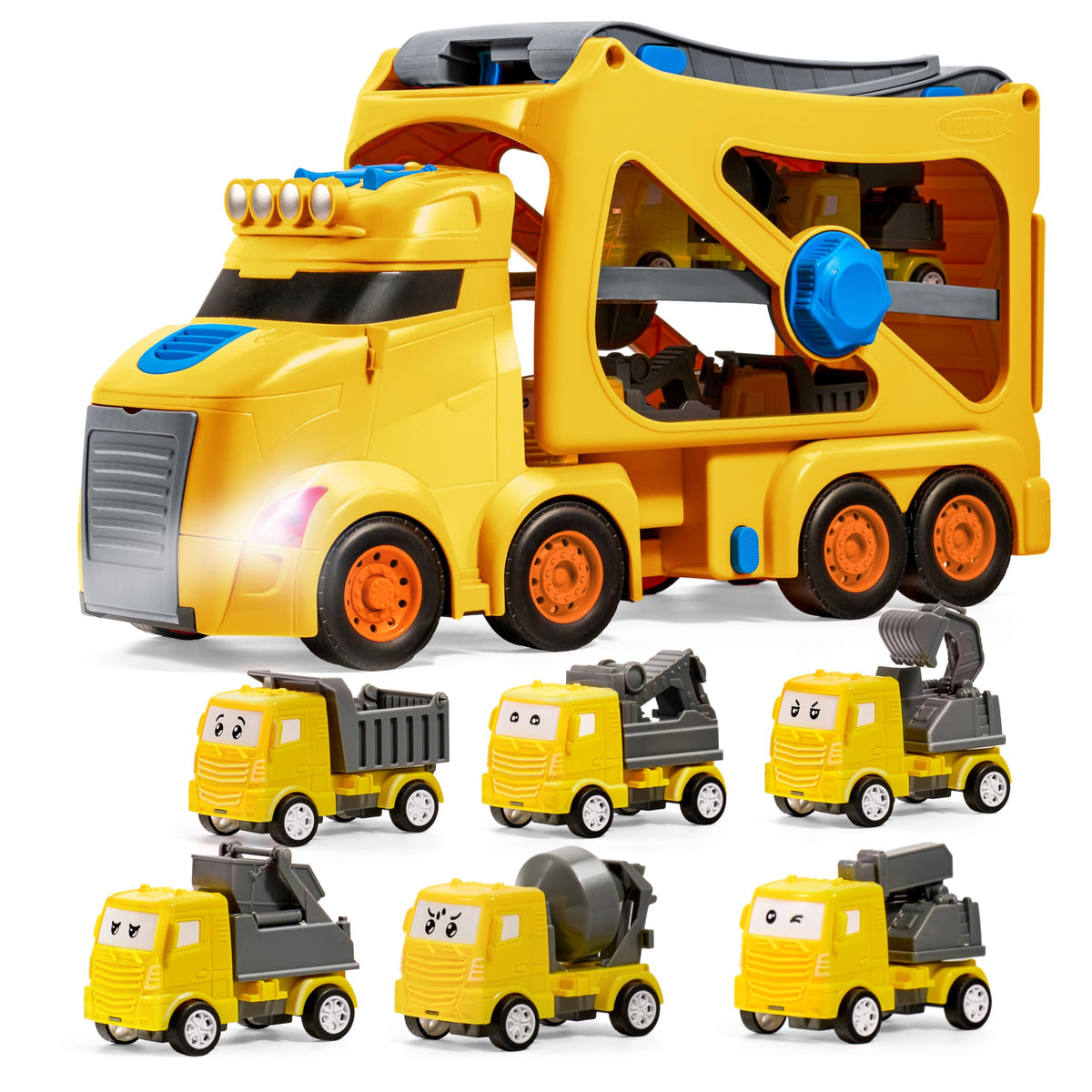 Vroomix JOVA big carrier truck scene shows kids enjoying imaginative building play.