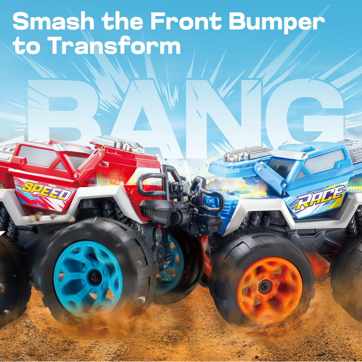 Vroomix Jova Smash-Bump truck with crash sounds heightening play.
