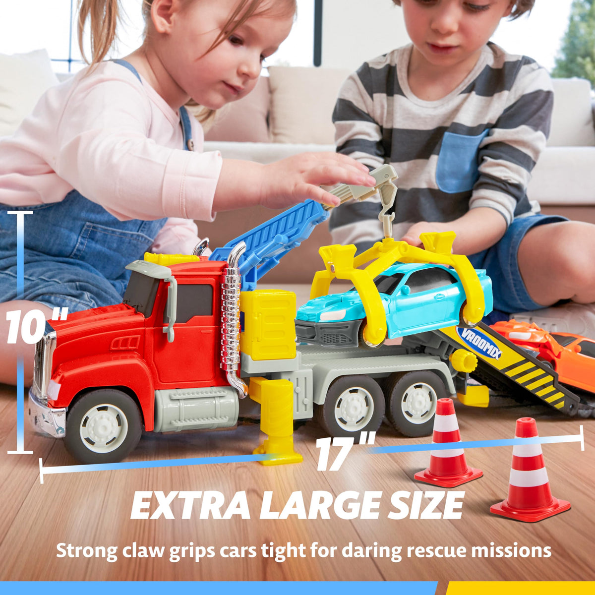 Vroomix JOVA 360° crane rotates to reach pretend scenes.
