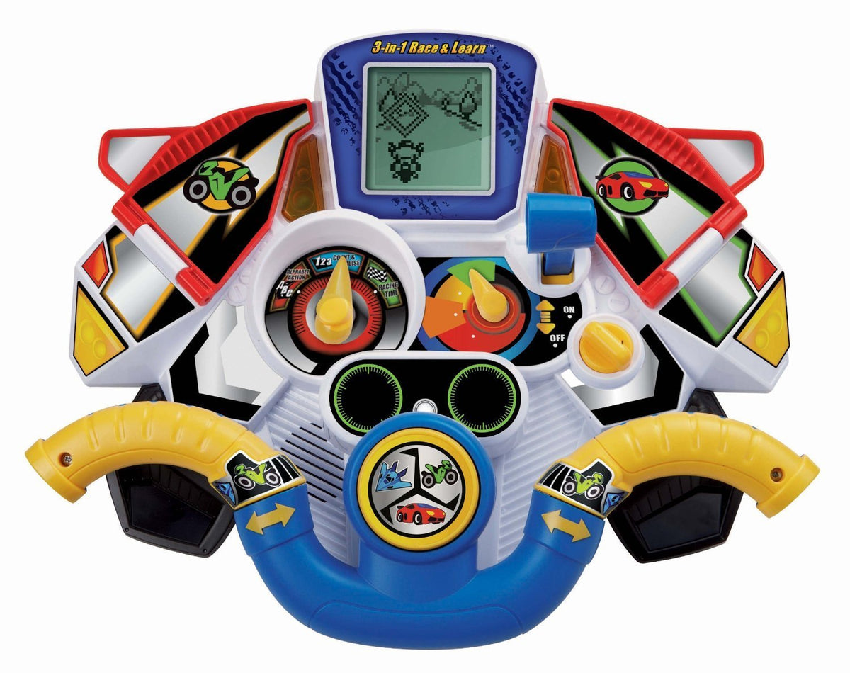 VTech 3-in-1 Race and Learn motorcycle mode fuels imaginative riding and numbers practice