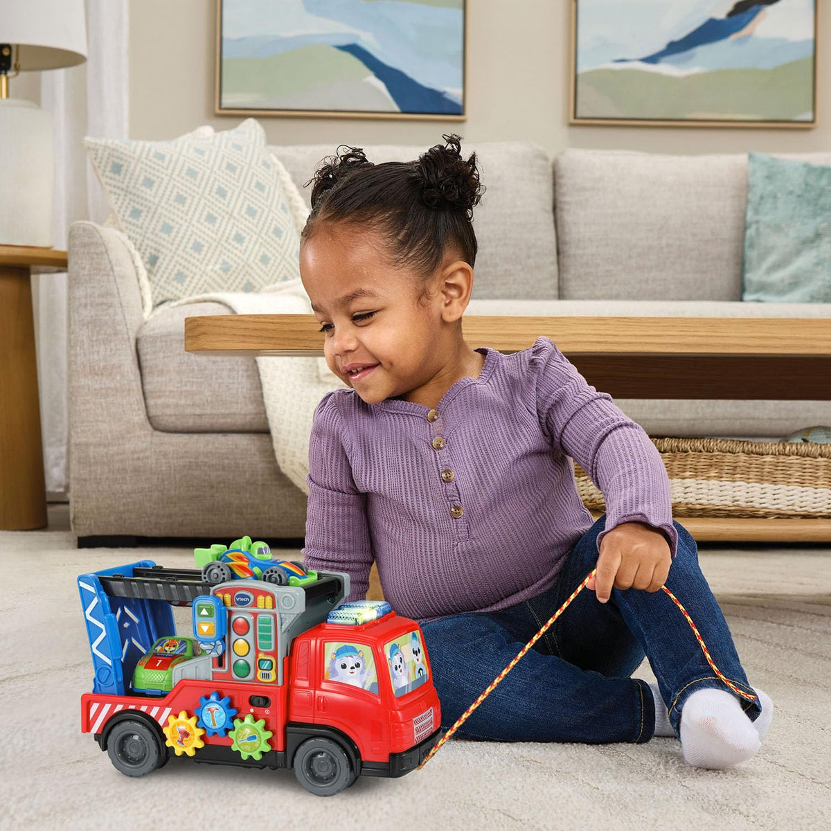 VTech 3-in-1 Fix and Haul Truck demo batteries inside for quick start