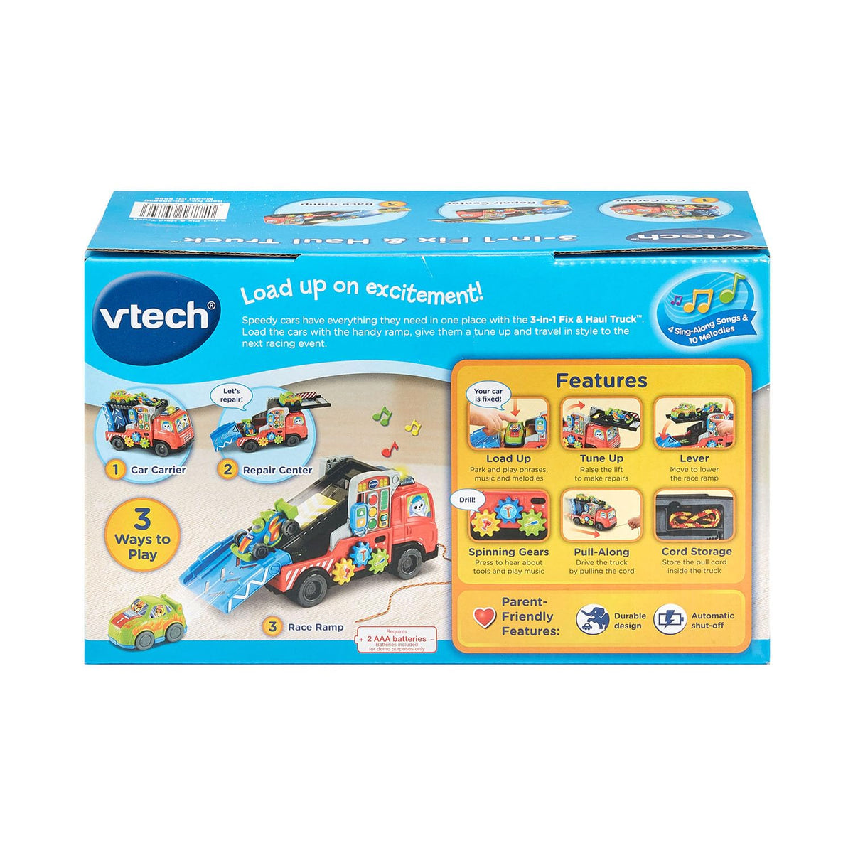 VTech 3-in-1 Fix and Haul Truck two race cars included for immediate play