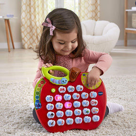 Move the clock hand to explore basic time concepts on the ABC Learning Apple
