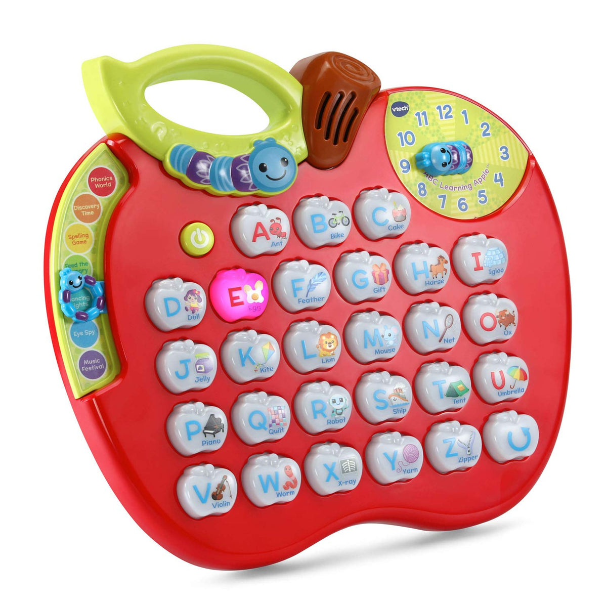 Close-up of 26 letter buttons with sounds for phonics and letter recognition