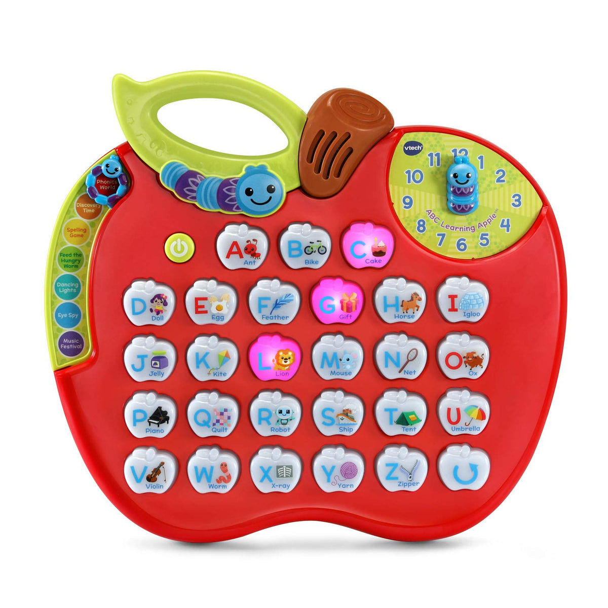 VTech ABC Learning Apple front view with light-up letter buttons for early alphabet practice