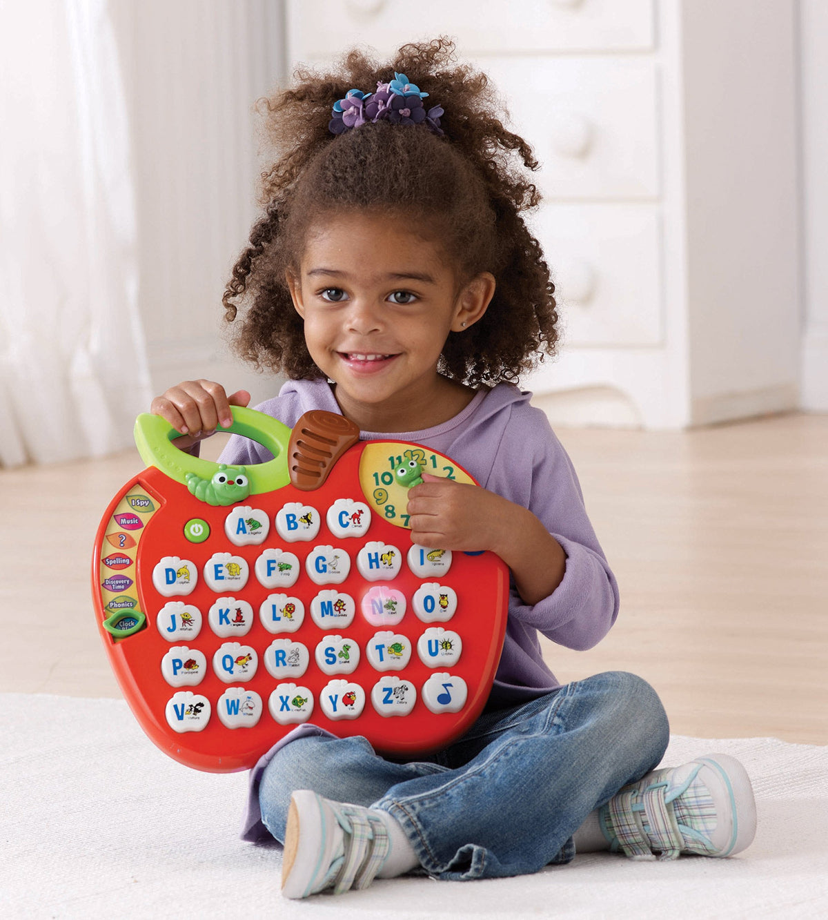 VTech Alphabet Apple carry handle makes learning on the go easy
