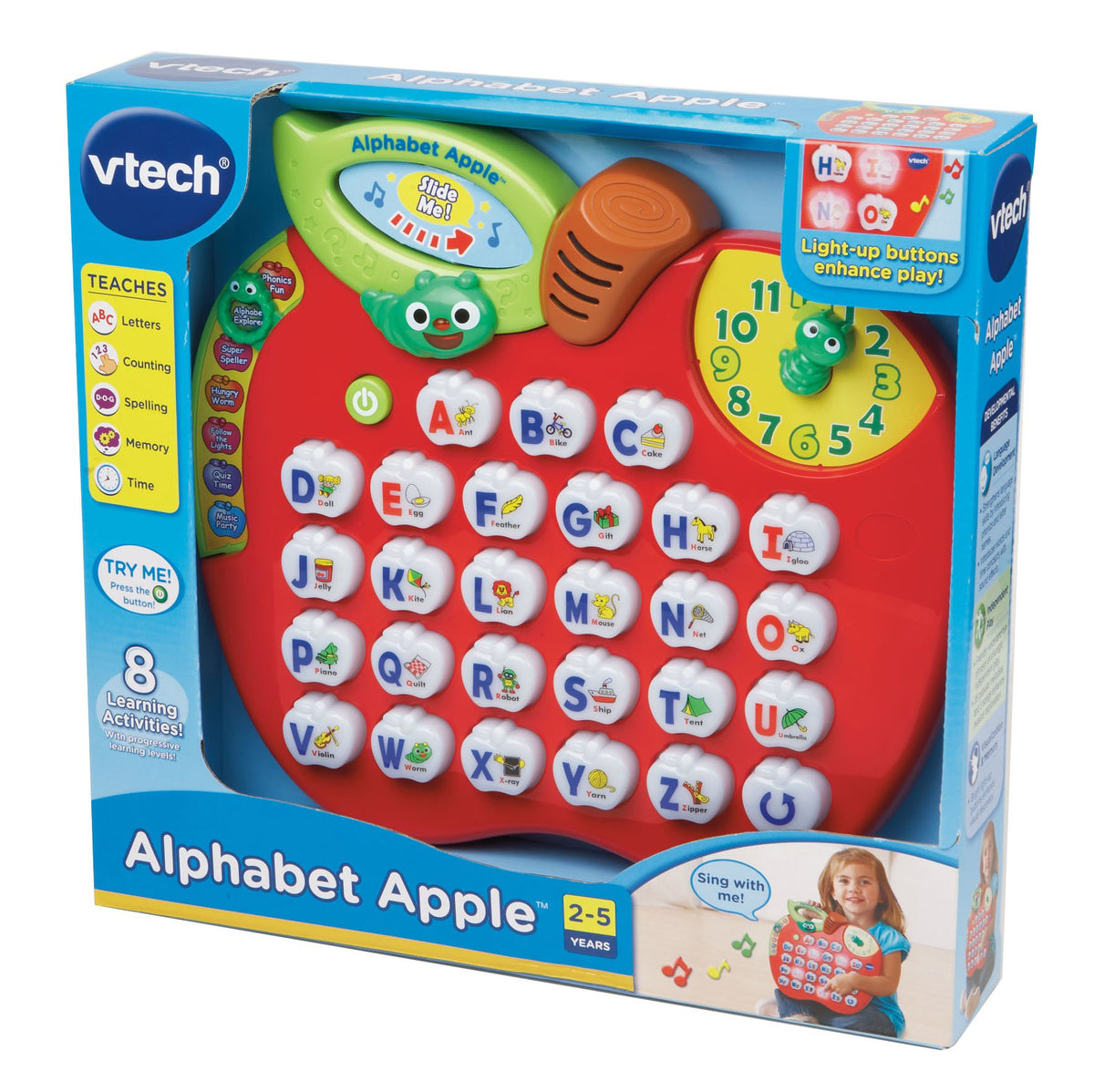 VTech Alphabet Apple eight modes of play offer varied learning experiences