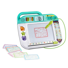 Animated demonstrations guide kids through tracing letters and numbers with the stylus.