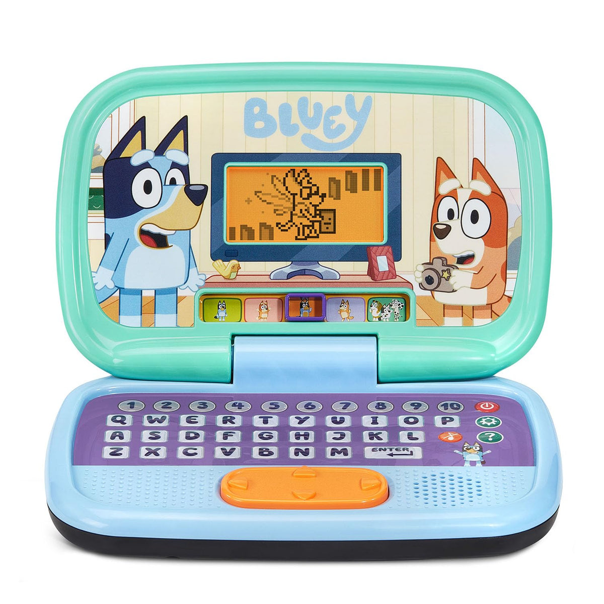 VTech Bluey Game Time Laptop opened for on-the-go play sessions.