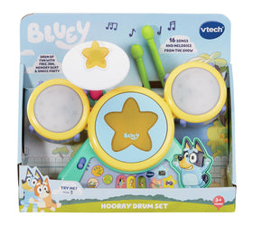 VTech Bluey Hooray Drum Set light-up pads invite dance and music exploration.