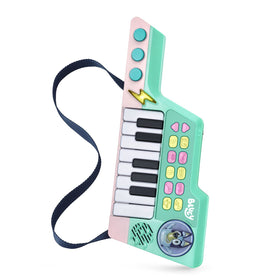 VTech Bluey Keytar instrument switch offers 10 sounds and effects.