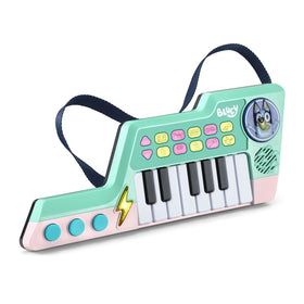 VTech Bluey Keytar playing melodies mode for pretend music sessions.