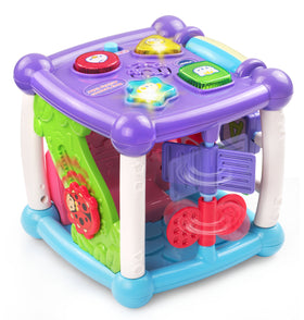 VTech Busy Learners Activity Cube side play area highlighting motion-activated sounds