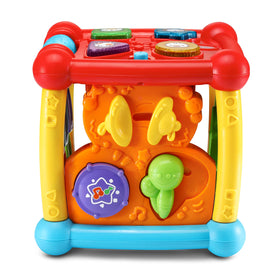 VTech Busy Learners Activity Cube side panel shows animal and shape buttons for recognition