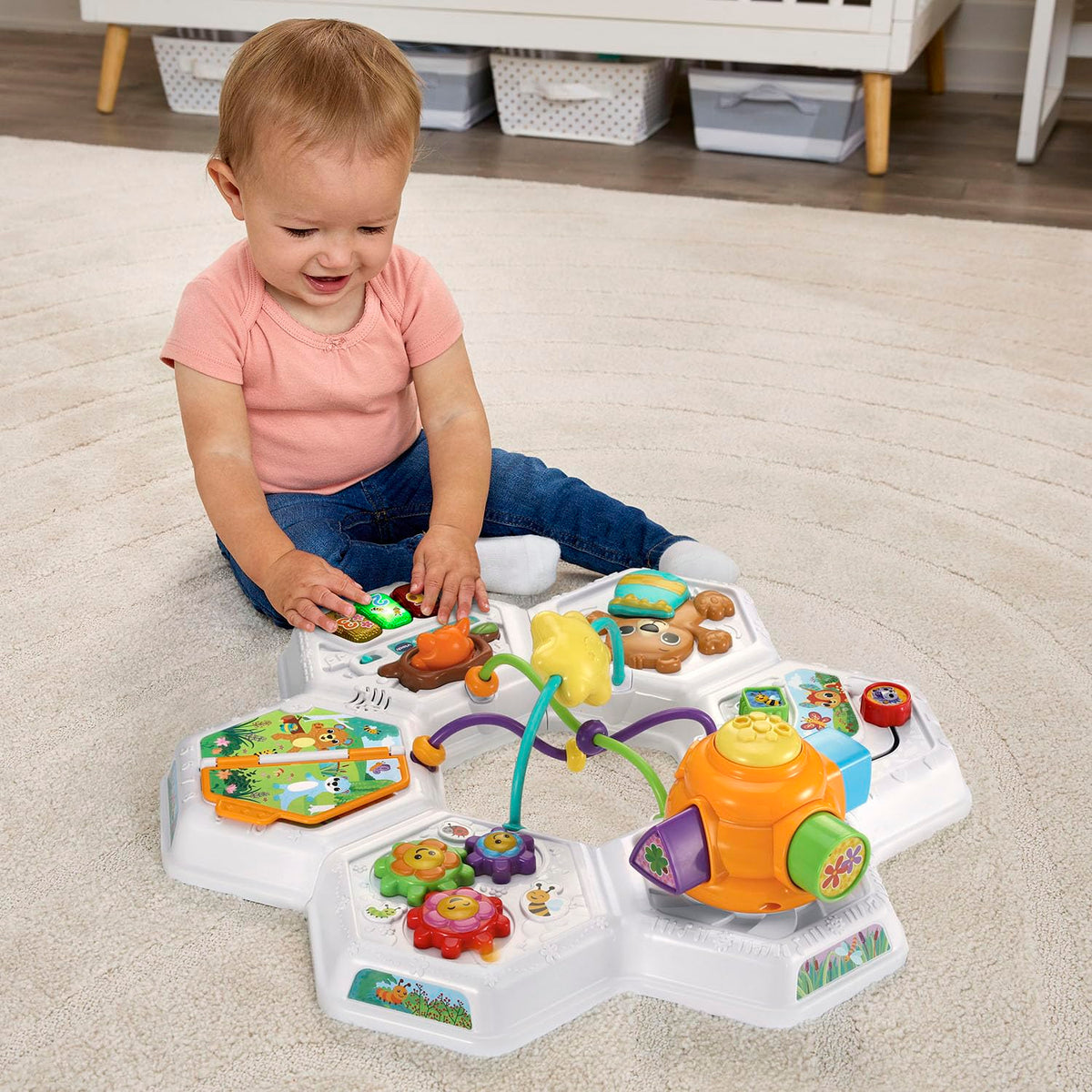 VTech Buzz and Learn animal sliders invite tactile exploration