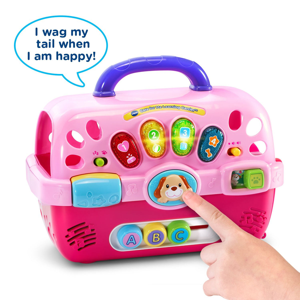 VTech Care for Me Learning Carrier pink light-up buttons teaching colors and shapes