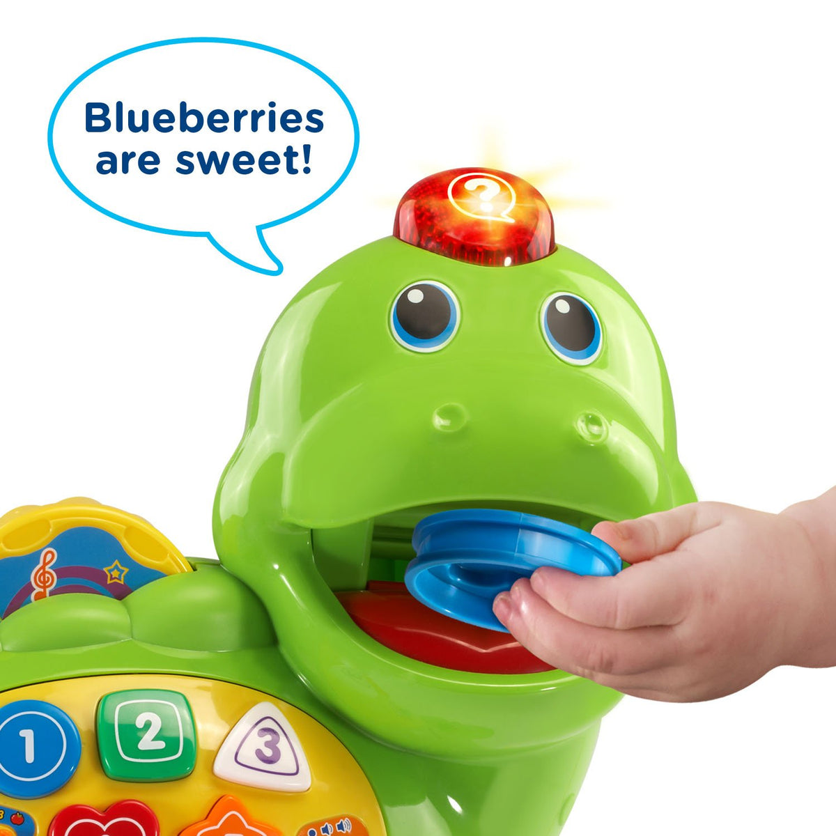 VTech Chomp and Count Dino shows color pieces for early color learning.