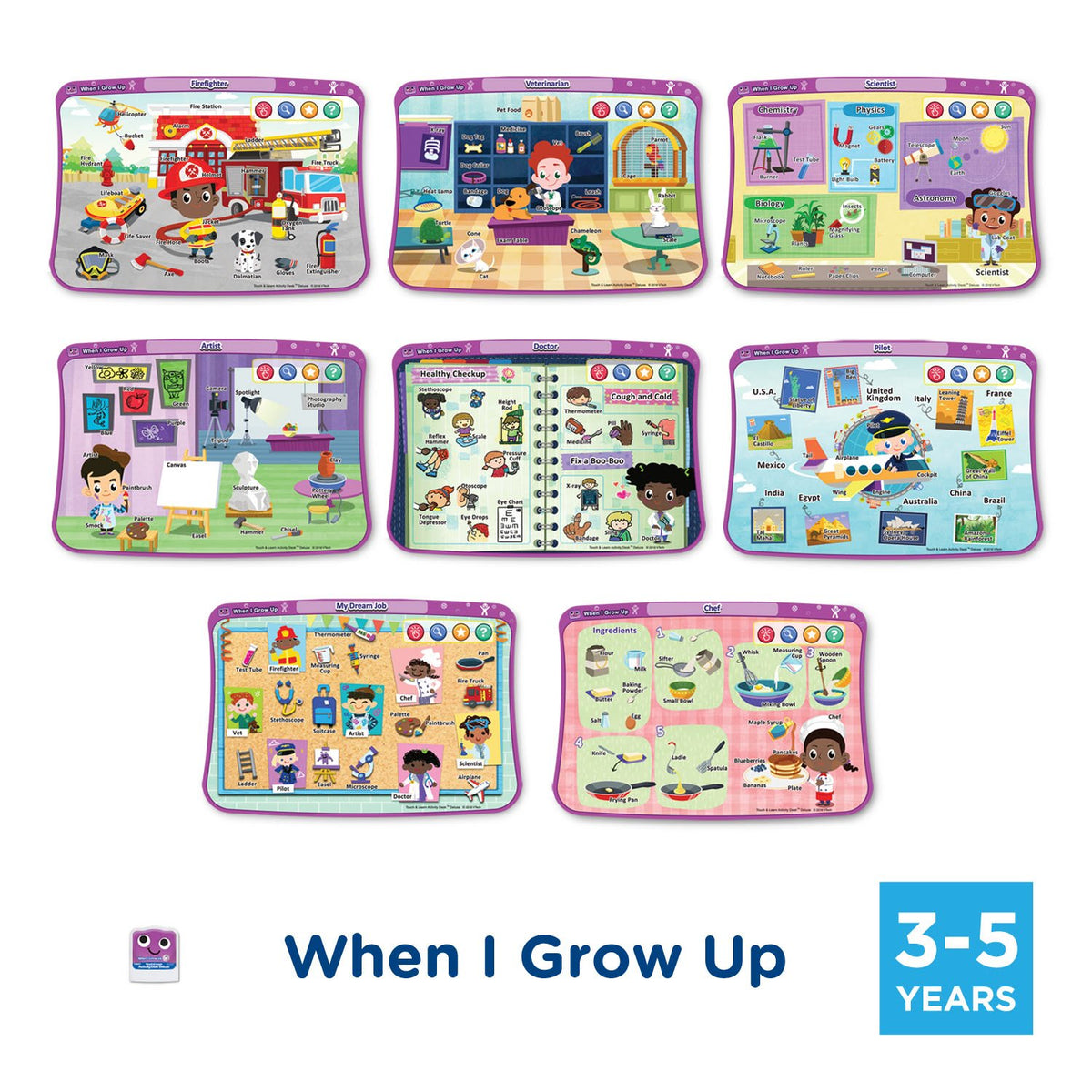 VTech Desk Expansion Get Ready for Kindergarten pages build kindergarten readiness through practical examples.