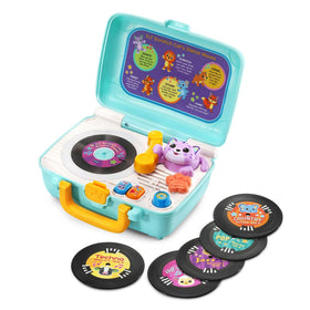 VTech DJ Scratch Cat Record Player travel-friendly design supports on‑the‑go play