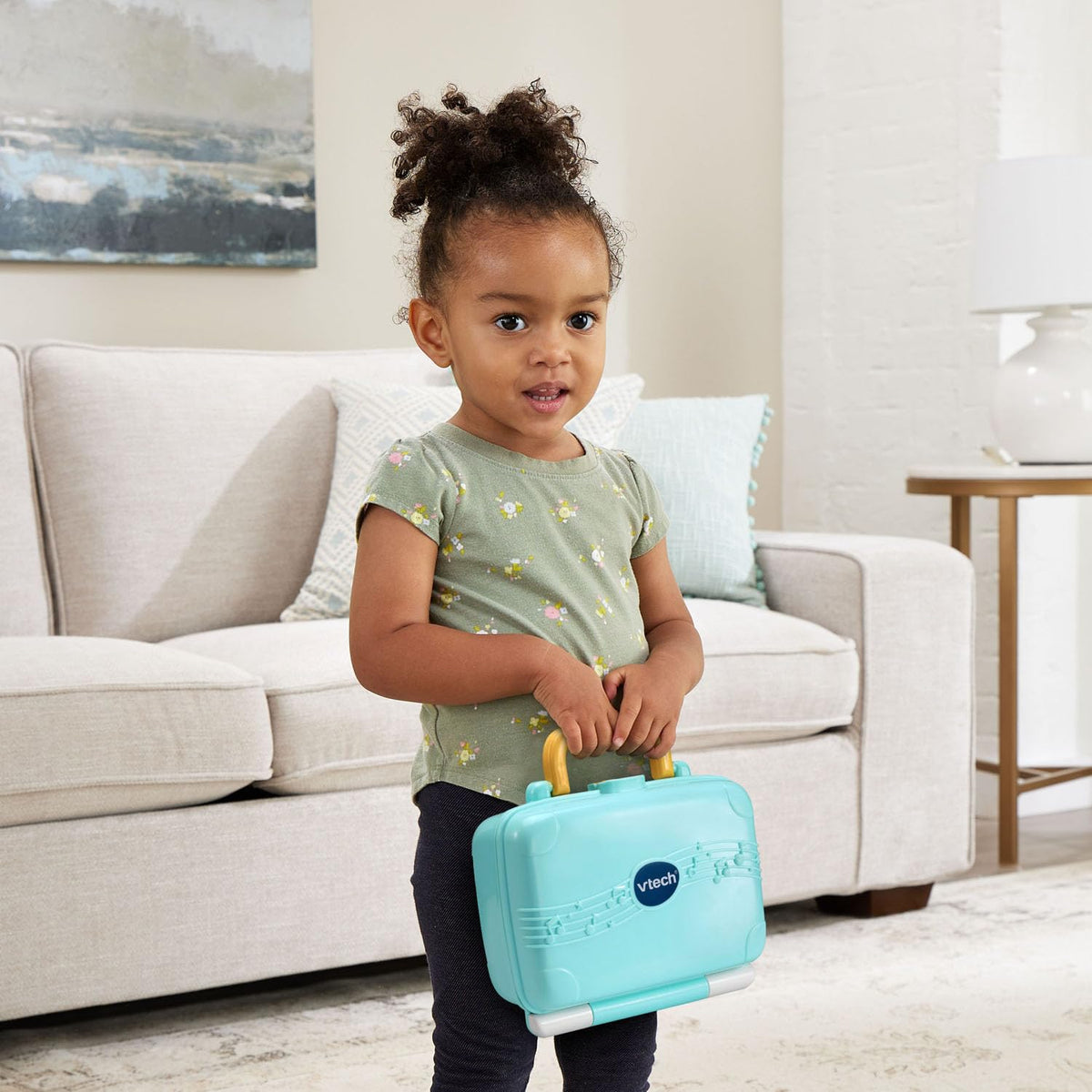 VTech DJ Scratch Cat Record Player back storage case for easy transport and organization