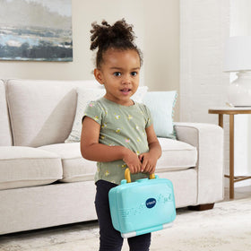 VTech DJ Scratch Cat Record Player back storage case for easy transport and organization