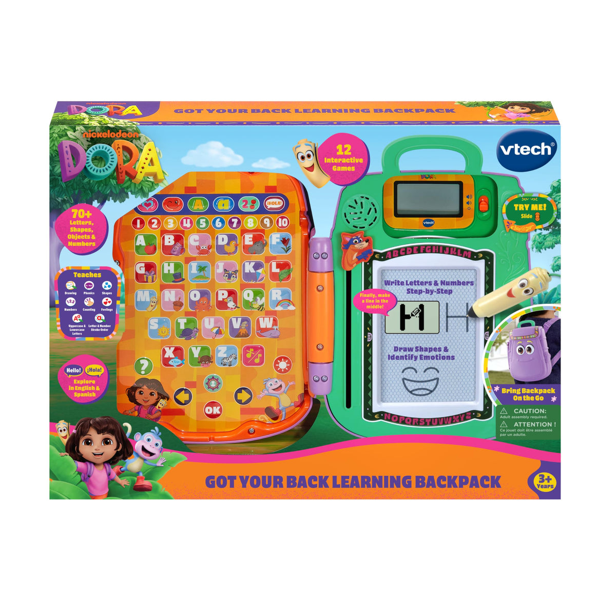 VTech Dora Swiper cleans the drawing board for quick play resets.